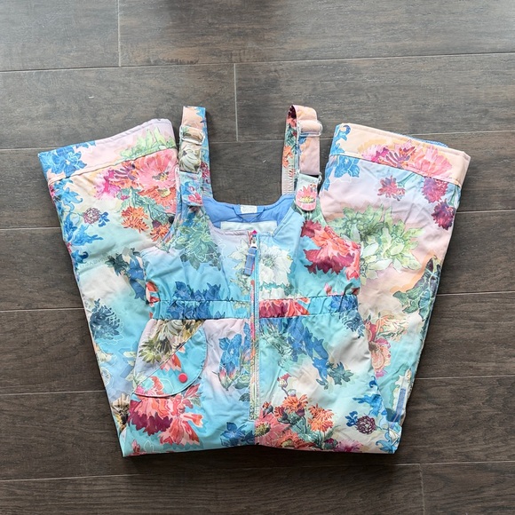 Obermeyer Other - Obermeyer Kids Floral Snow Bib - Blue and Pink Floral Design